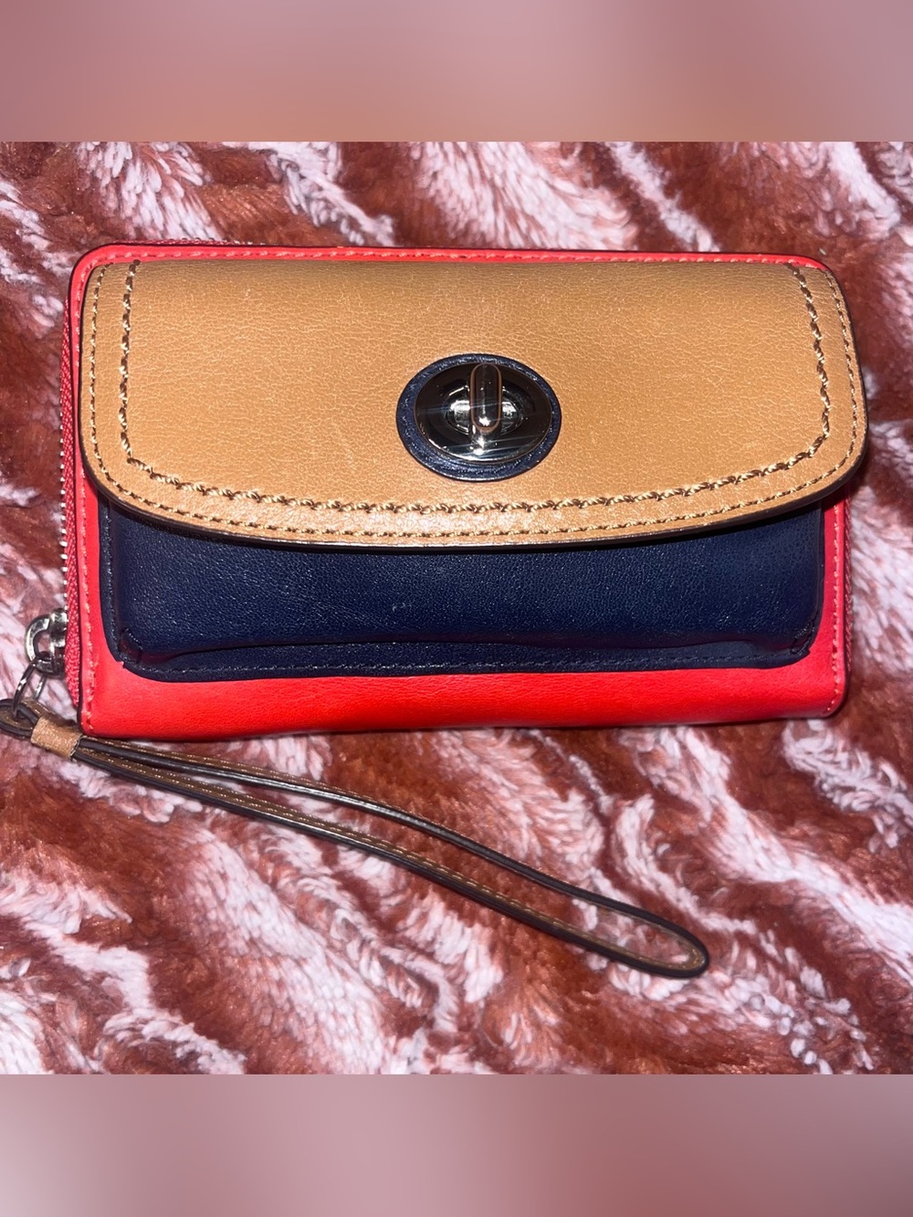 Coach Park Dylan Color Block Leather Wristlet